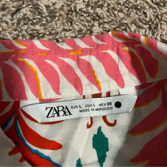 Zara Multicolor Otomi Floral Print Oversized Shirt Dress - Picture 9 of 9